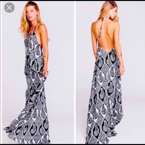 Black and white halter maxi dress  size small